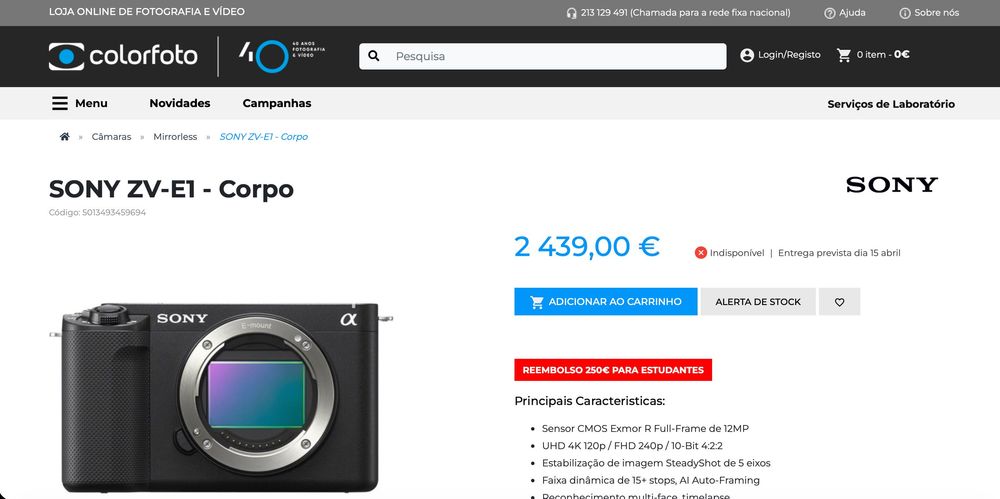 Sony ZV E1 - Full Frame + Cage Smallrig