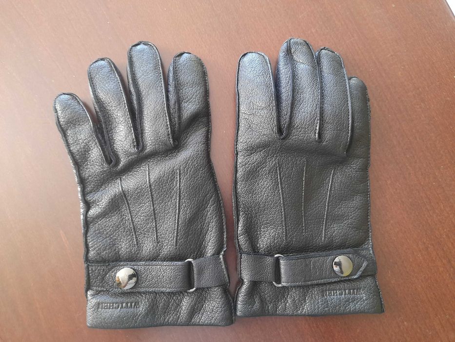 Wittchen Skórzane męskie czarne rękawiczki 100% skóra naturalna