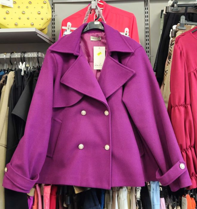 Płaszczyk śliwka krótki Plus Size Italy, Cudo !!!