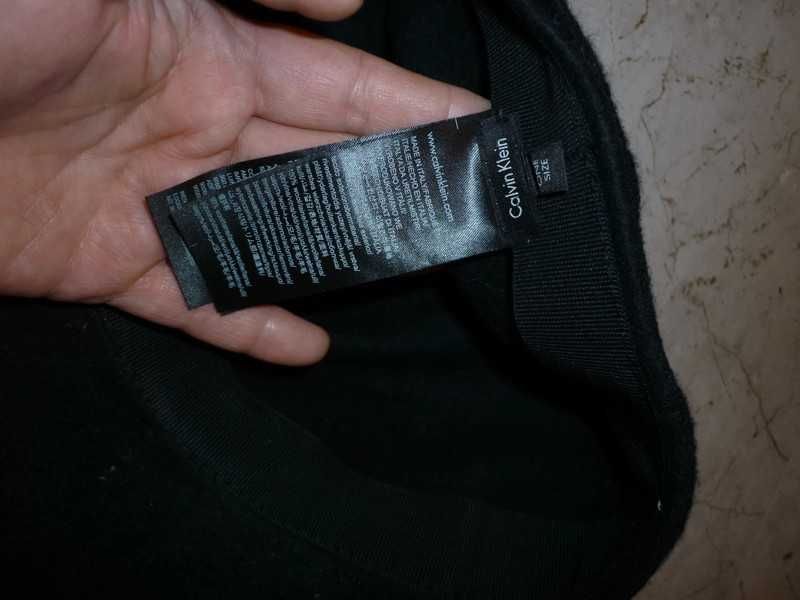 Calvin Klein czarny wełniany 100% kaszkiet, czapka