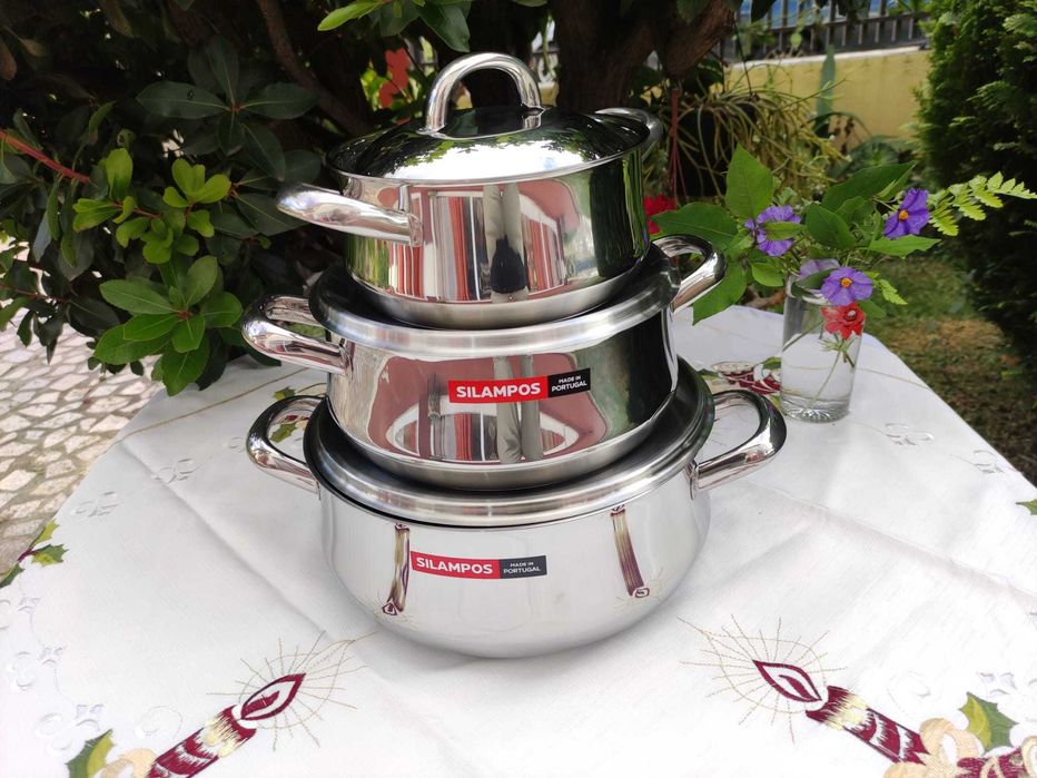 QUALIDADE SILAMPOS - Trem Inox Linha Bojuda - 9 pçs- INDUÇÃO