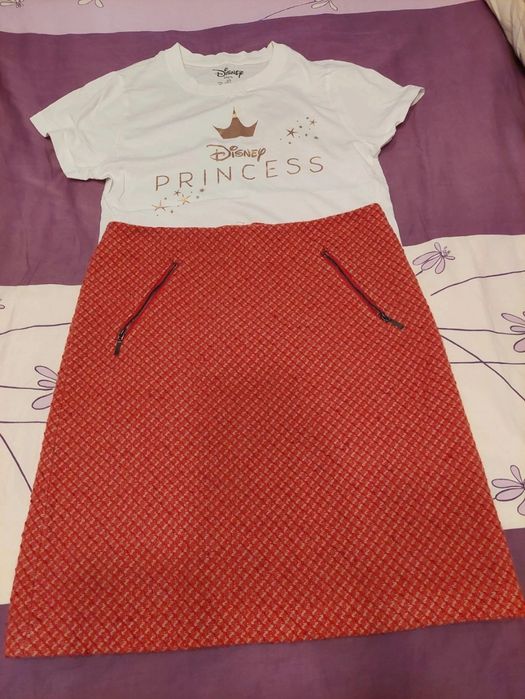 NOWA! Wełniana spódnica Marks&Spencer (M&S) r. 38, czerwony tweed mini