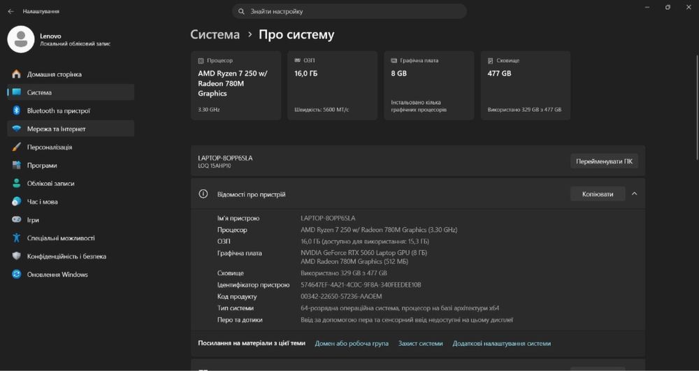Продам Lenovo LOQ 15AHP10 (стан нового)