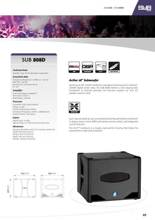 Subwoofer Ativo 18'' dB Technologies 808d