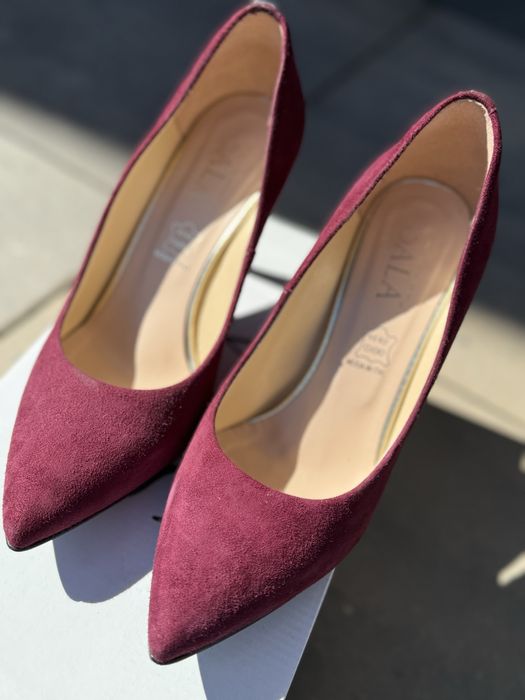 Sala buty szpilki skóra zamsz bordo 37 nowe