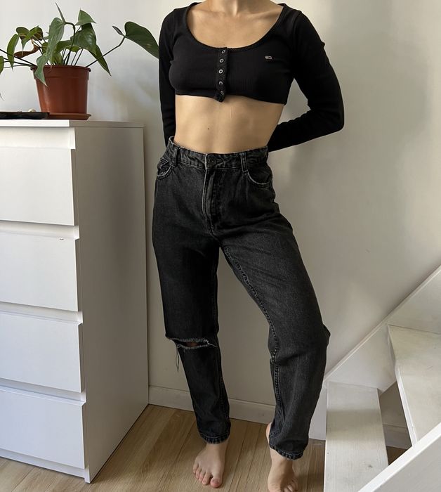 Czarne mom jeansy/denim Bershka 38/M