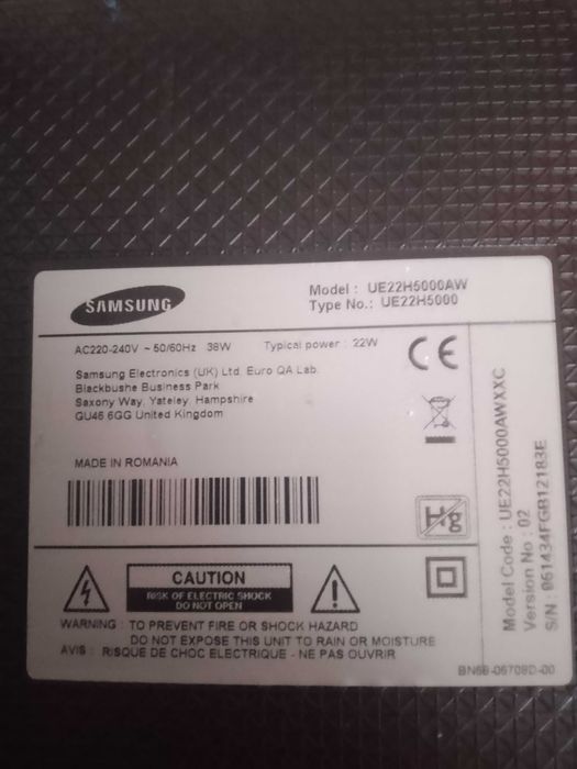 Телевізор Samsung UE22H5000AW запчастини