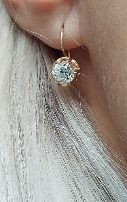 Золотые серьги с Горным Хрусталём СССР Золоті радянські сережки