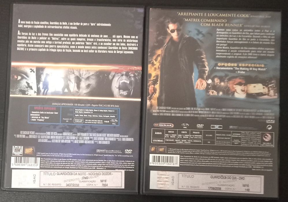 DVDs Guardiões da noite e Guardiões do dia.