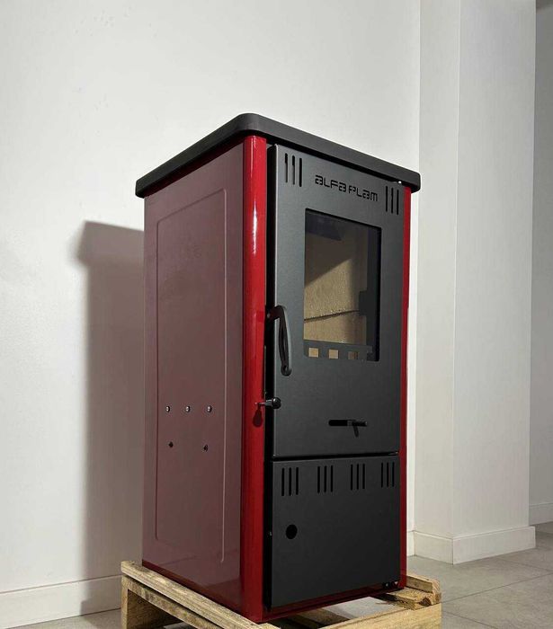 Сталева піч Alfa-Plam ELITA 2 червона 6 kW з варильною поверхнею