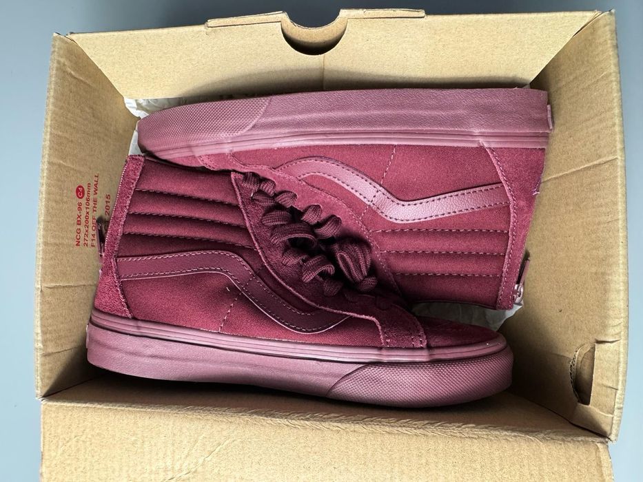 Nowe sneakersy VANS SK8-Hi Reissue Zip bordowe 35