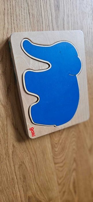Goki Puzzle warstwowe Słoń drewniane kolorowe klocki edukacyjne 17 cm