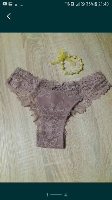 Трусики мережані бежеві Victoria's Secret, La vivas