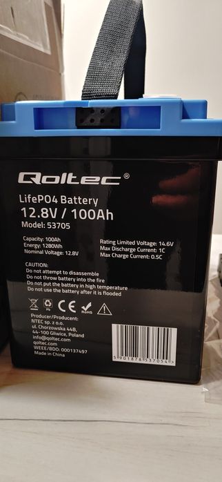 Аккумулятор Qoltec LiFePO4 12.8V 100Ah BMS. Нові. В наявності.
