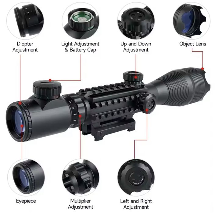 Прицел 4-16х50EG с фонариком, калиматором и лазерным указателем