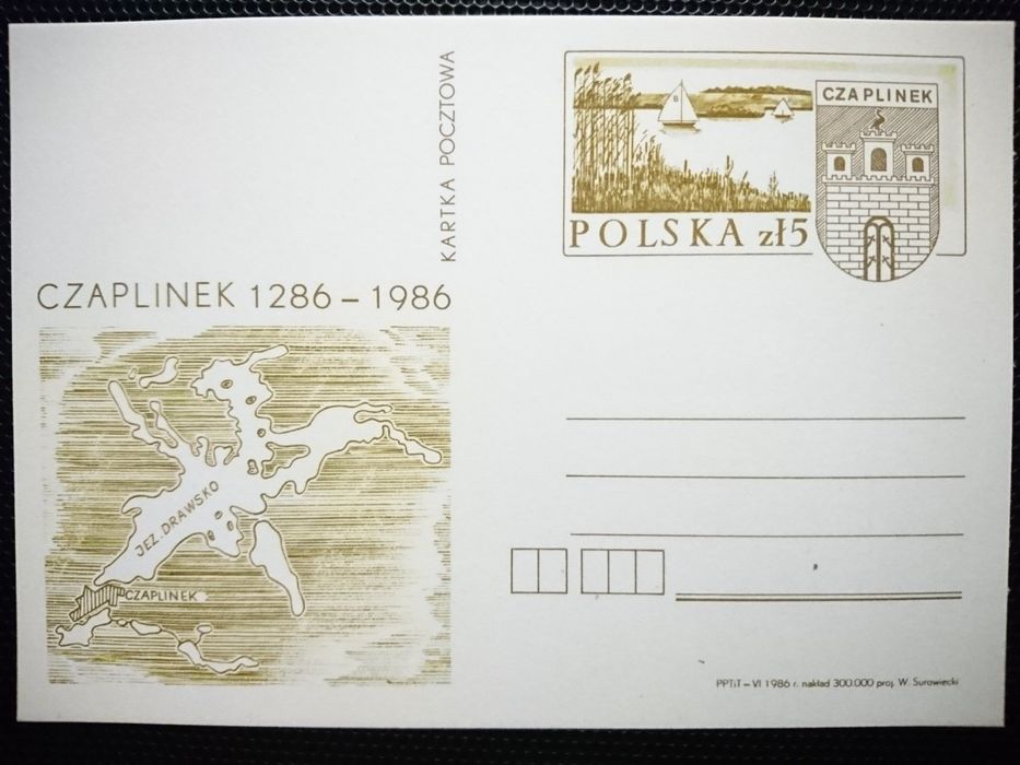 Kartka Pocztowa. Czaplinek 1286-1986