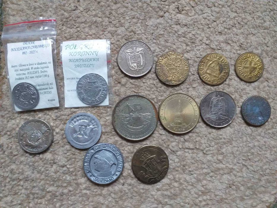 monety 16 sztuk pamiątki polska francja panama