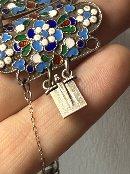 Антикварный браслет серебро з емалями