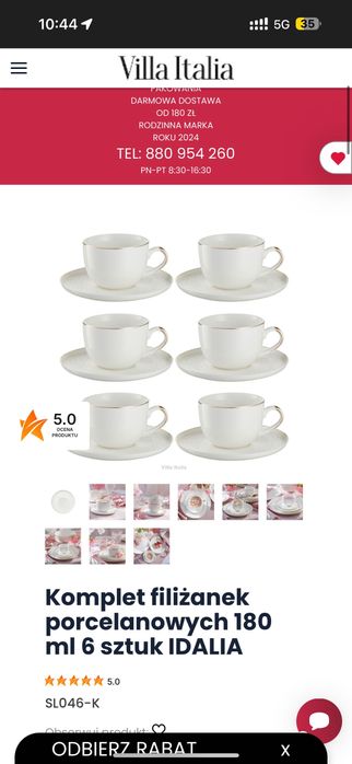 Zestaw obiadowy Villa Italia 12 os. + komplet filiżanek