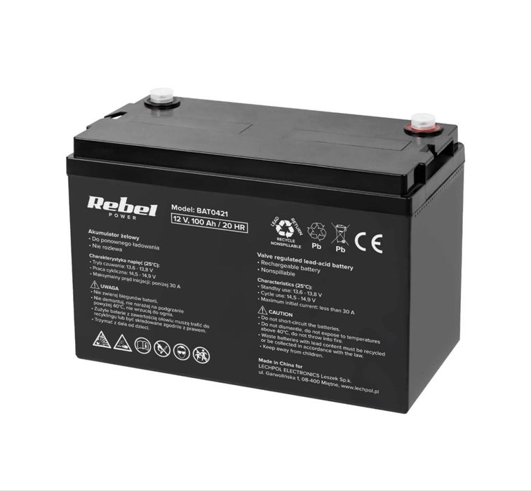 Акумолятор гелевий для ББЖ,ДБЖ інверторів Reber 12v/100 power GEL