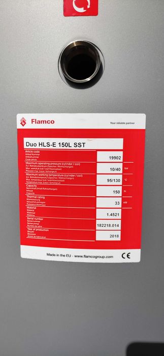 Bojler nierdzewny 150 / 200 L FLAMCO wężownica nierdzewka