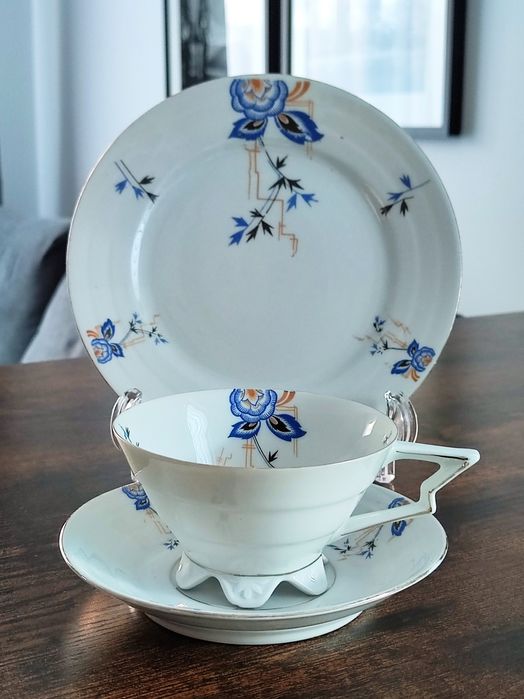 Trio, zestaw śniadaniowy, filiżanka, Schwarzenhammer Bavaria, 1910-23