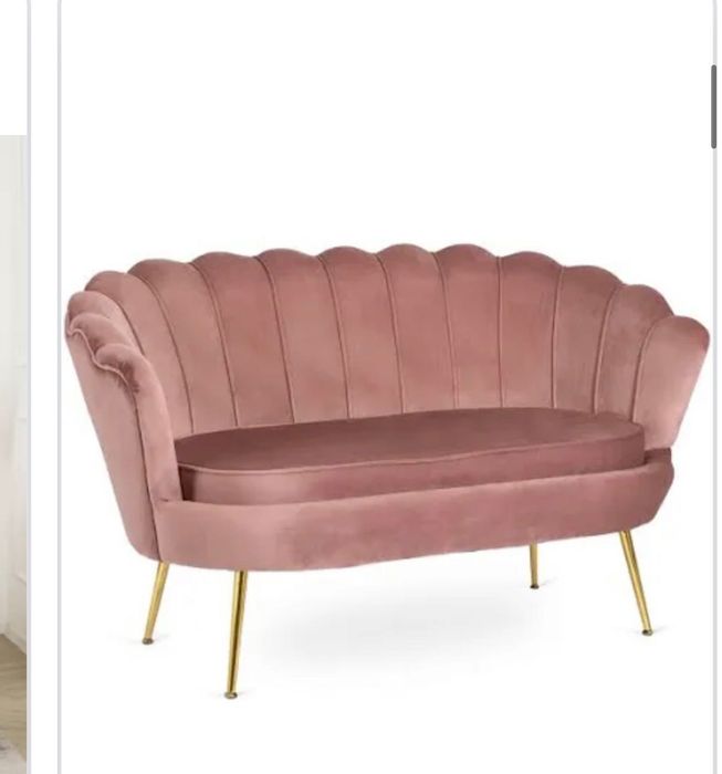 Sofa Dwuosobowa Różowa Muszelka Glamour