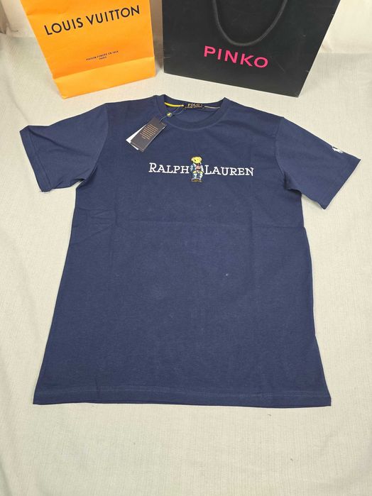 Męska koszulka tshirt Ralph Lauren granat krótki rękaw premium M-XXXL