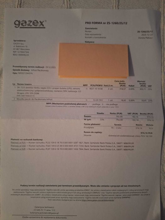 Detektor czujnik czadu tlenku węgla CO i gazu LPG propan-butan DK-25/E Gazex