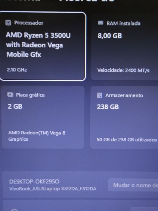 Asus vivobook AMD Ryzen 5 l 8gb ddr4 l ssd