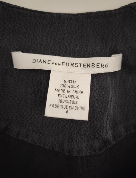 Diane von Furstenberg jedwabna bluzka 100% silk czarna elegancka S/36