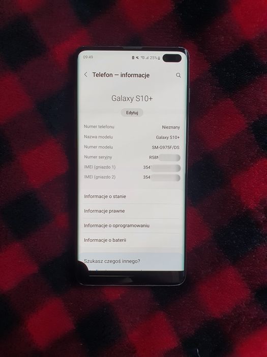 Samsung Galaxy S10+ 8/512GB Ceramic black Wada matrycy