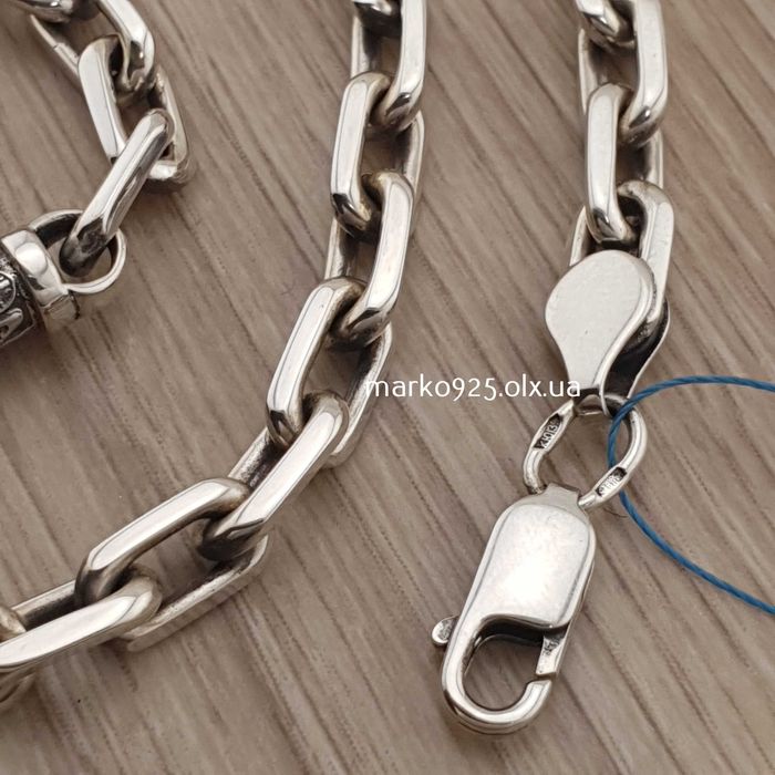 Чоловічий срібний цепочка ланцюжок якір зі святими спаси збережи ангел