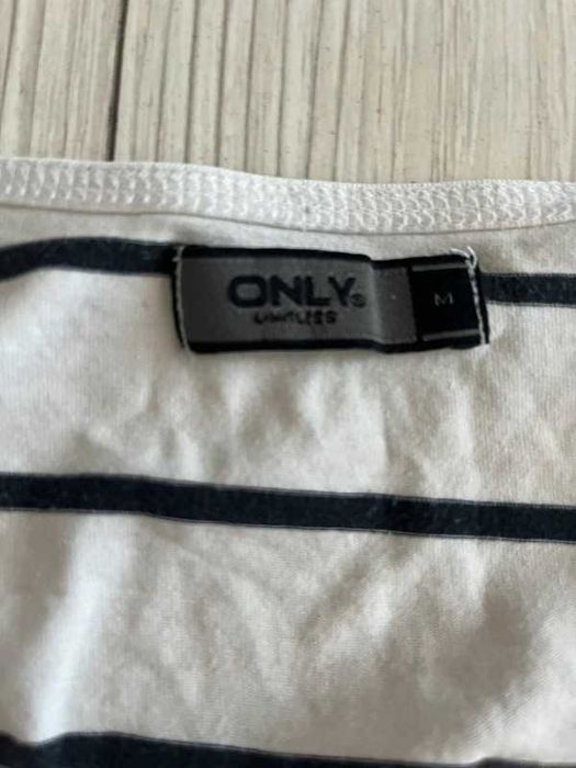 Bluzka w paski bialo granatowe Only M rekawy 3/4