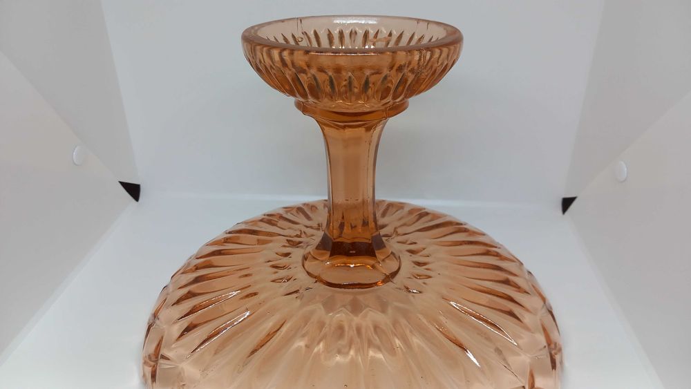 Stara Łososiowa patera różowa patera na nodze Ząbkowice Hortensja