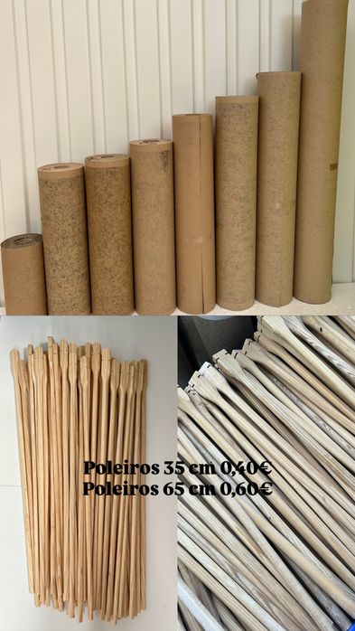 Gaiolas rolos papel poleiros madeira