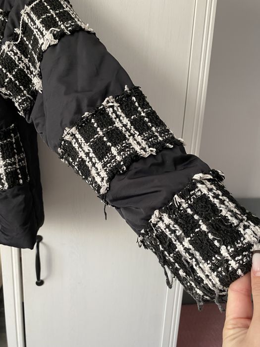 Shein XL 42 puchowa kurtka z wstawkami tweedowymi