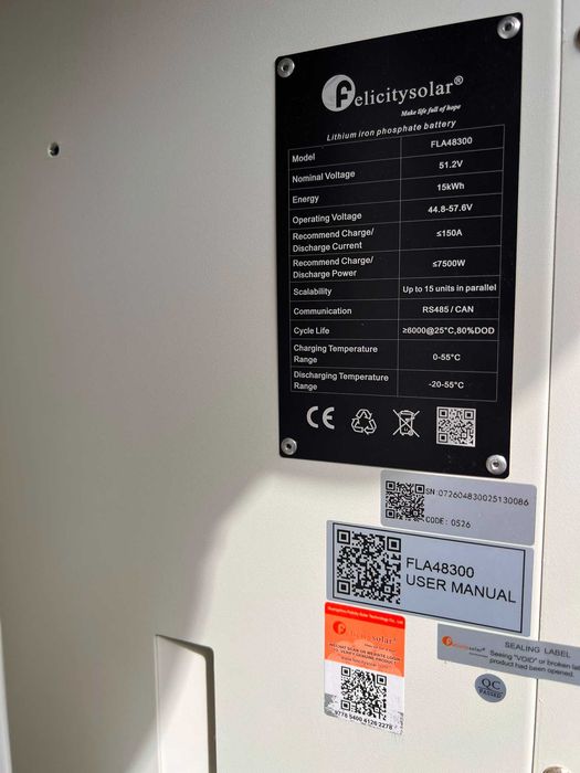 Bateria Felicity FLA48300 15kWh - como nova