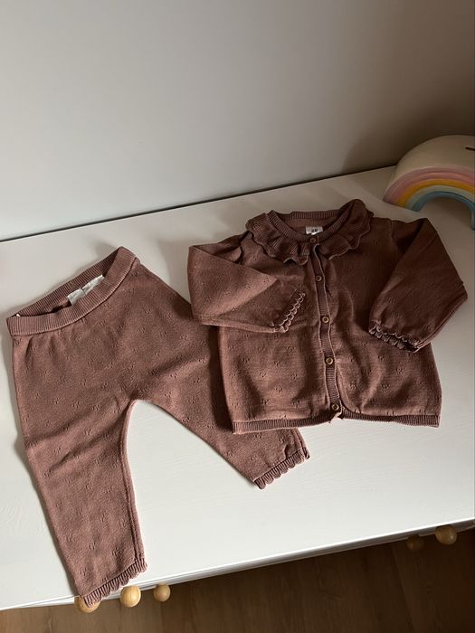 Bawełniany komplet dla dziewczynki H&M 74 kardigan i spodenki