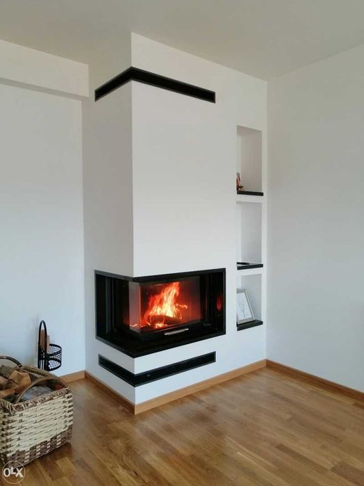 Kominek nowoczesny 2 szyby (z bocznym przeszkleniem) -Śląsk, opolskie