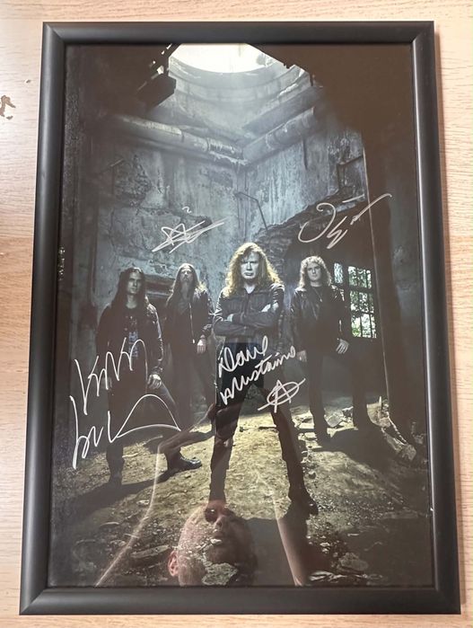 Megadeth oprawione zdjecie z autografami