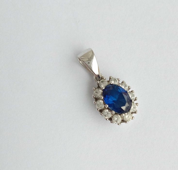 Кулон підвіска Срібло 925 проби, синій і прозорі камені