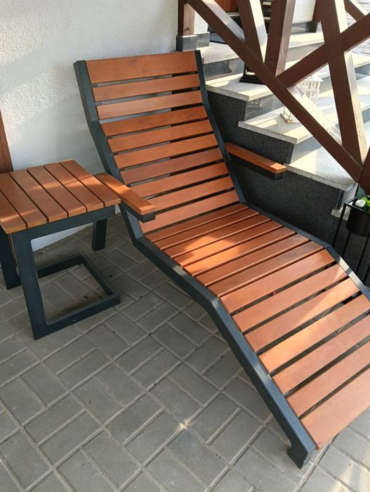 Leżak leżanka loft drewniano metalowa