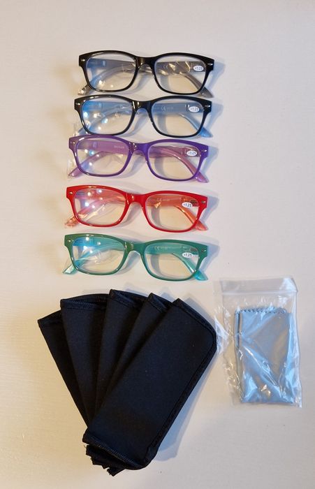Okulary do czytania ( + 1,25 zestaw 5 sztuk) kolorowe oprawki