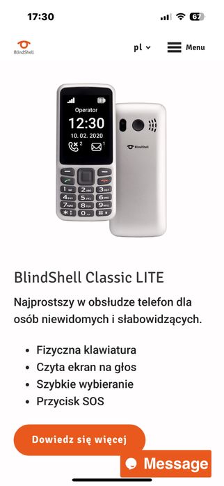 Telefon dla niewidomych i slabowidzacych