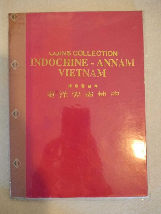 Lote 4 Álbuns Moedas Antigas Vietname e Indochina - Coleção Histórica
