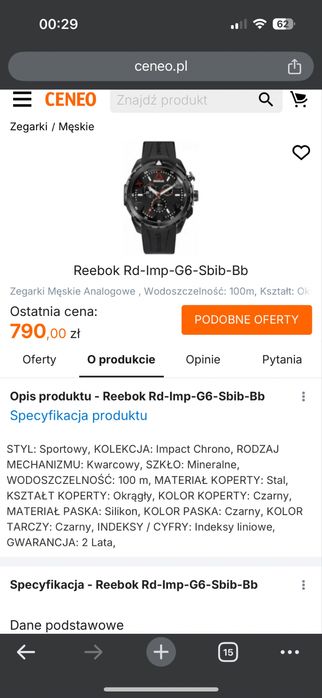 Zegarek Reebok Rd-Imp-G6-Sbib-Bb