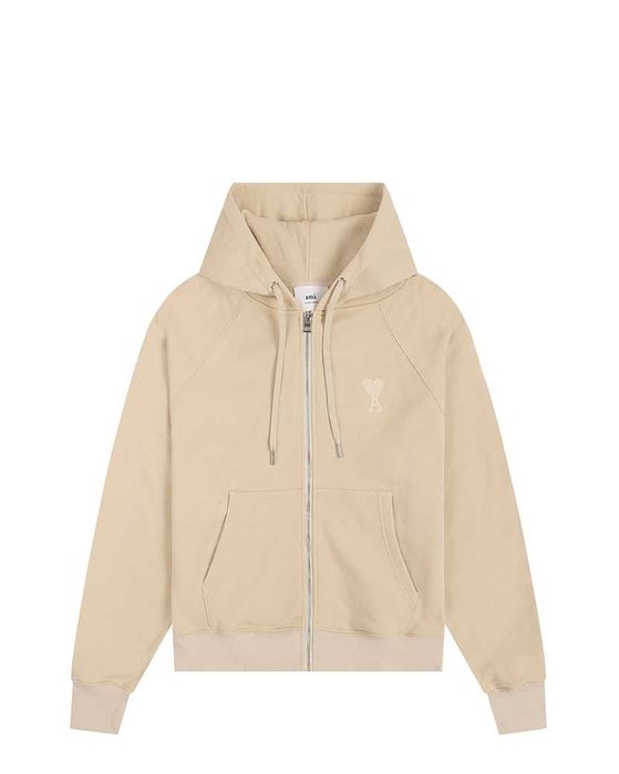 Худі AMI Paris Ami De Coeur Zipped Hoodie Neutrals