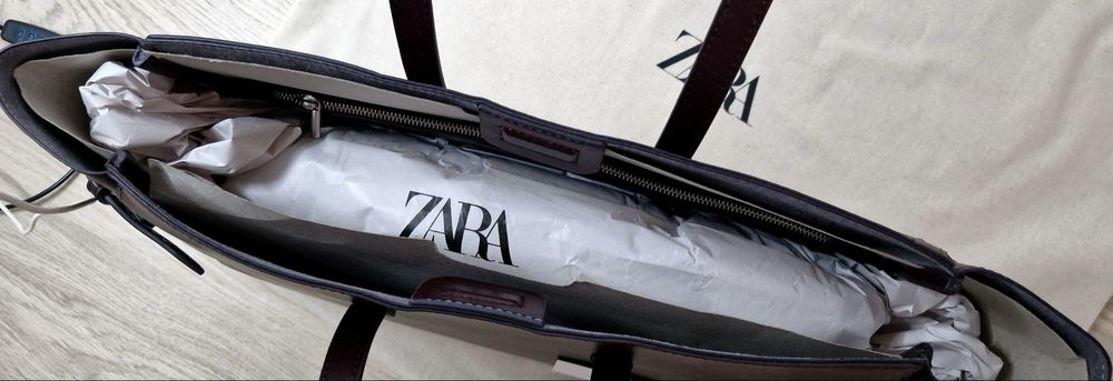 Nowa burgundowa torba shopper Zara