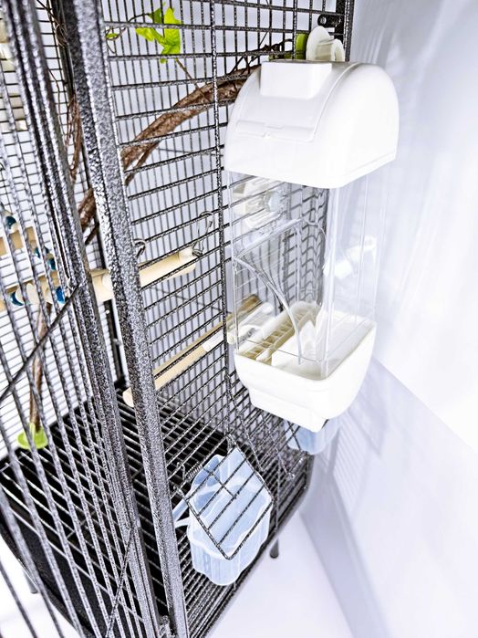 Клетка для птиц B04, элитный вольер с аксессуарами,черный, 101х37х27см